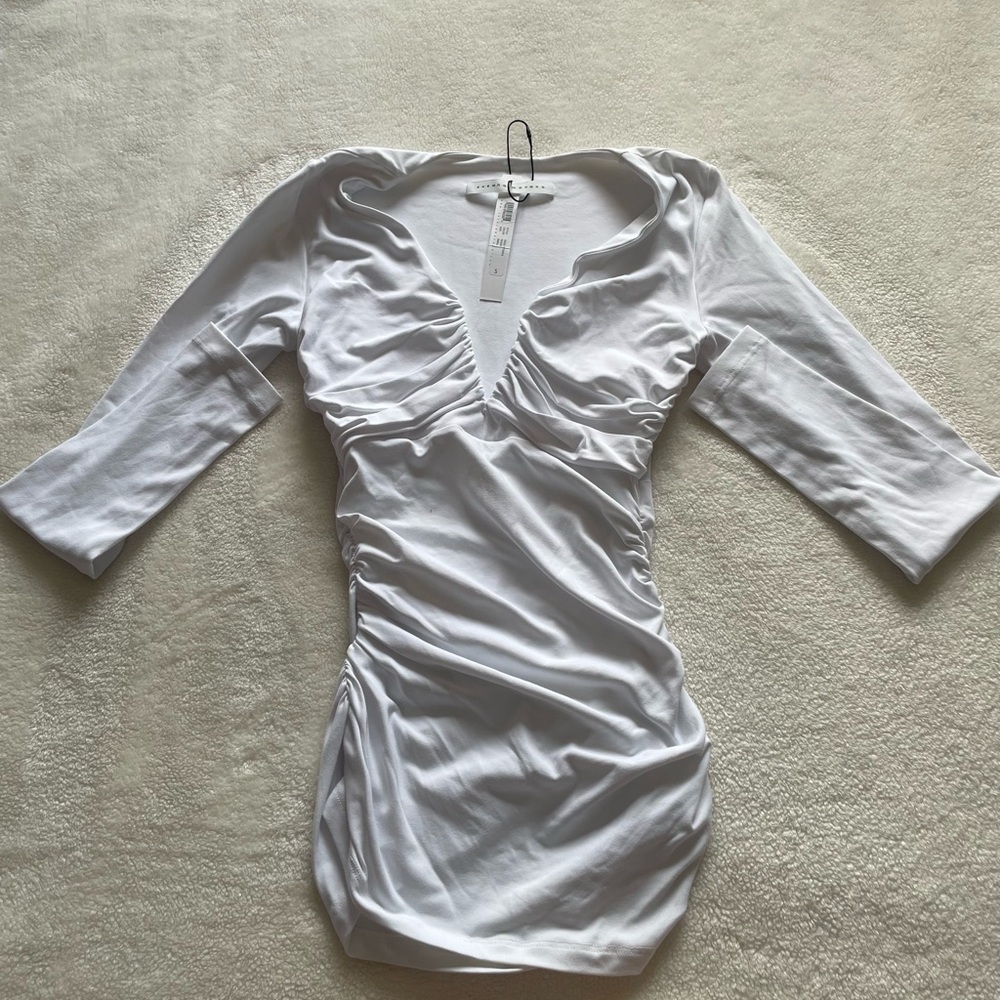 Susana Monaco White Ruched Top